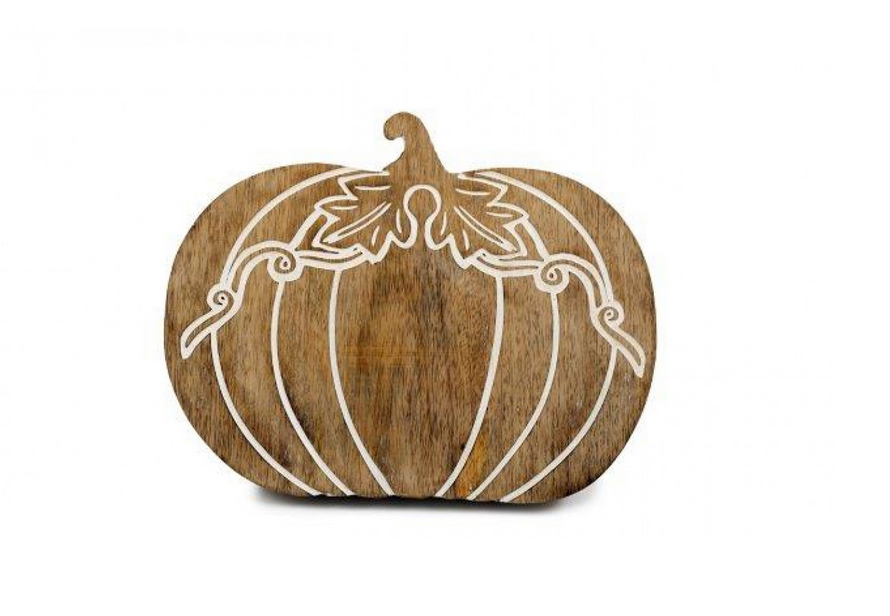 Sil 20x25 Wooden Carved Pumpkin Serving Board