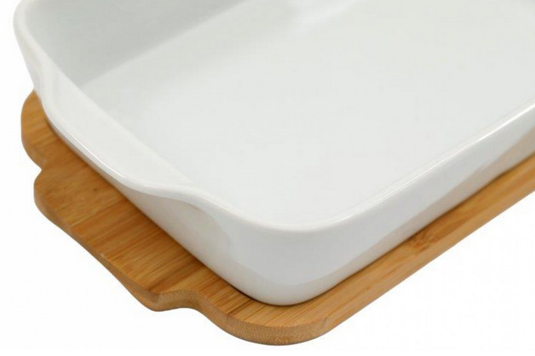 Sil 30" Oblong Baker With Wooden Tray