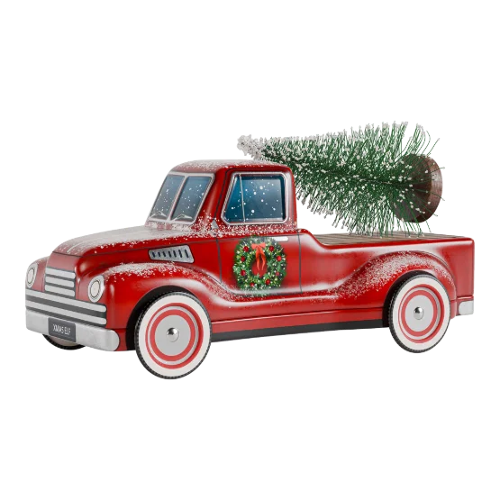 Silver Crane Co Christmas Truck With Tree Tin Filled with All Butter Shortbread