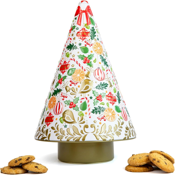 Silver Crane Co Musical Christmas Tree Chocolate Chip Biscuits Tin