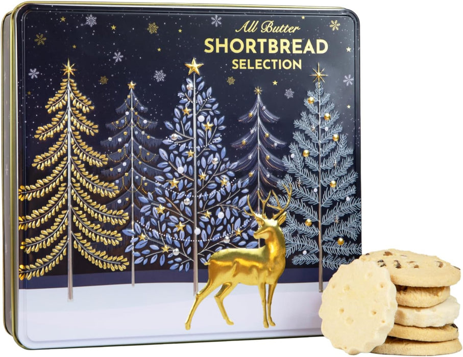 Silver Crane Co Winter Woodland All Butter Shortbread Christmas Biscuits Tin