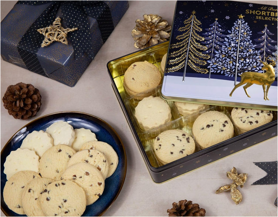 Silver Crane Co Winter Woodland All Butter Shortbread Christmas Biscuits Tin