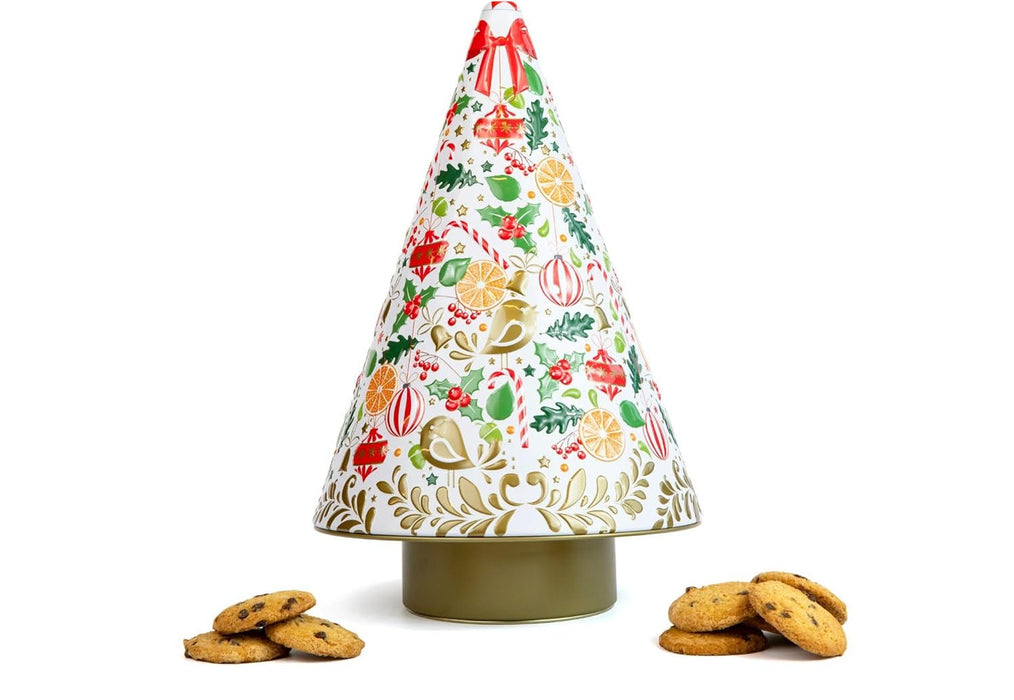 Silver Crane Co Musical Christmas Tree Chocolate Chip Biscuits Tin