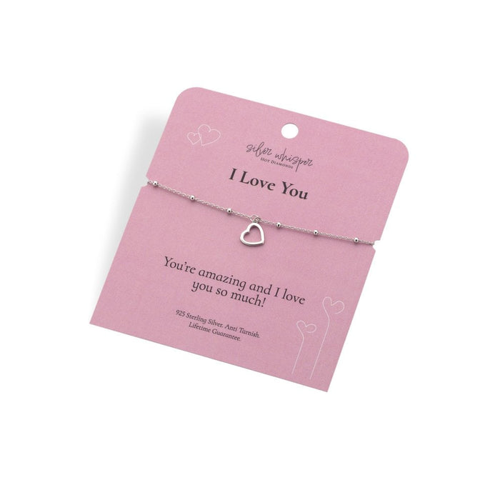 Hot Diamonds Silver Whisper Bracelet - I Love You