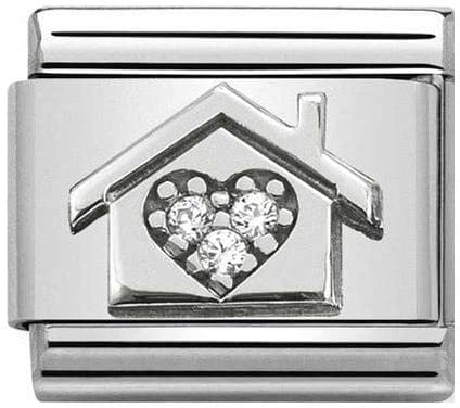 Nomination Classic Silver Cubic Zirconia Symbols Home with Heart Charm