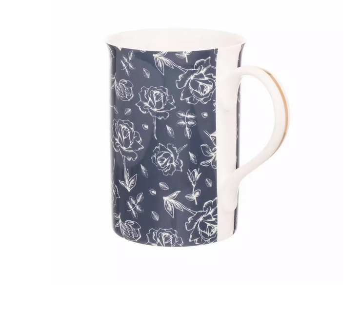 Siip Floral Fluted Mug Navy