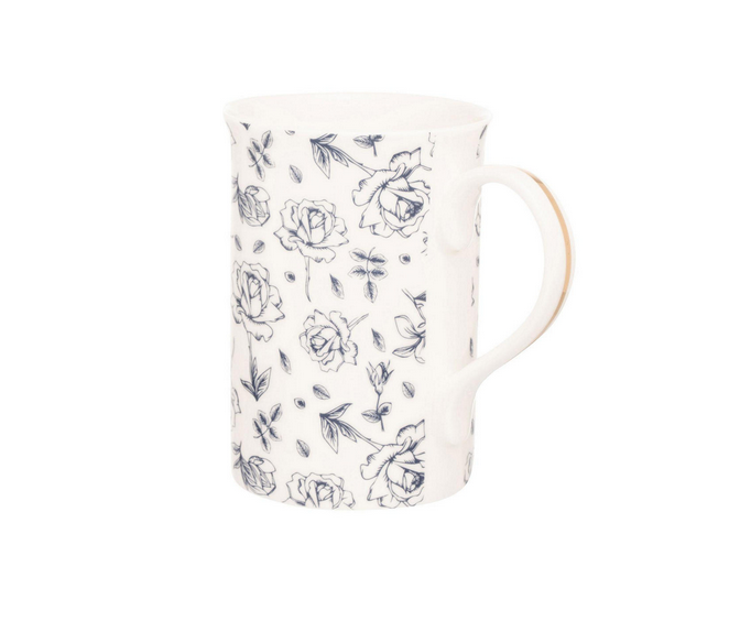 Siip Floral Fluted Mug Navy White