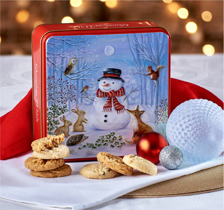 Grandma Wild's Snowman & Woodland Embossed Biscuit Tin