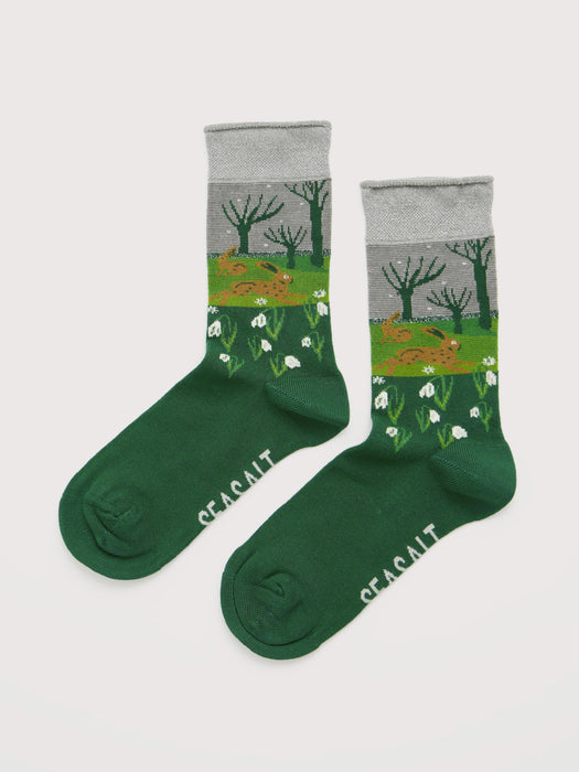 Seasalt Women's Snowy Scenes Socks In Snowdrop Hare Firth