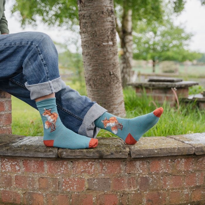 Wrendale Designs 'Bright Eyed and Bushy Tailed' Fox Men's Socks