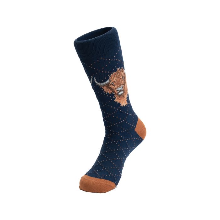 Wrendale Designs 'Highland Heathers' Highland Cow Men's Socks