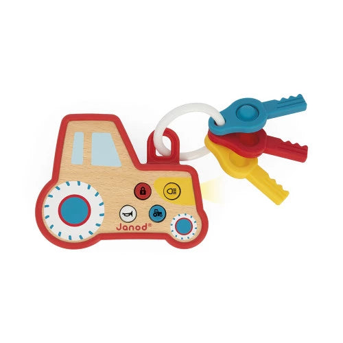 Janod Sound And Light Tractor Wood Keychain
