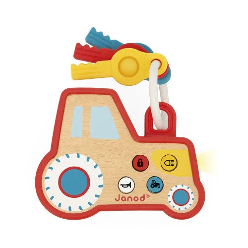 Janod Sound And Light Tractor Wood Keychain