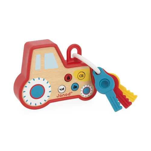 Janod Sound And Light Tractor Wood Keychain