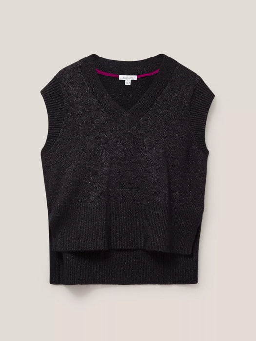 White Stuff Women's Sparkle Tank Jumper - Pure Black