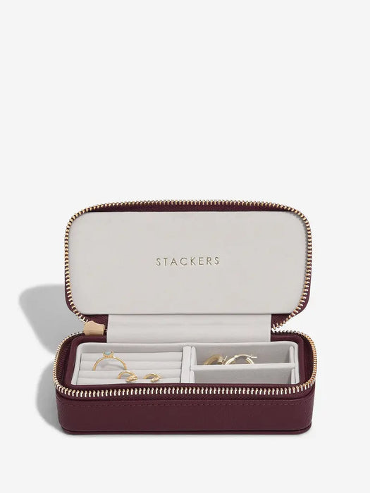 Stackers Burgundy Zipped Travel Jewellery Box