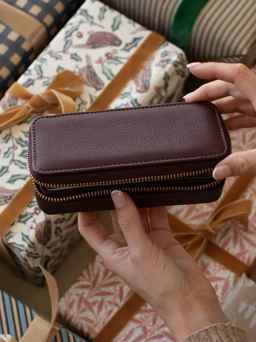 Stackers Burgundy Zipped Travel Jewellery Box