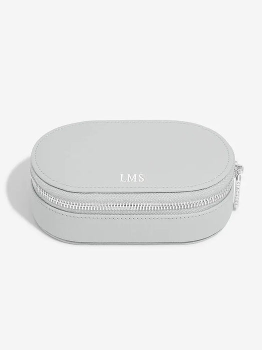 Stackers Pebble Grey Oval Zipped Jewellery Box