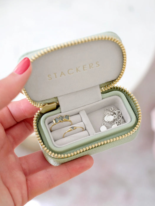 Stackers Sage Green Petite Zipped Travel Jewellery Box