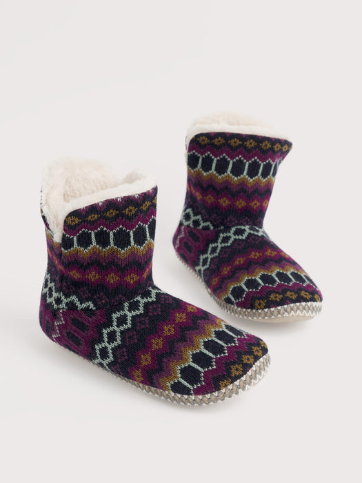 Seasalt Women's Snooze Slipper Booties In Modernist Grape Multi