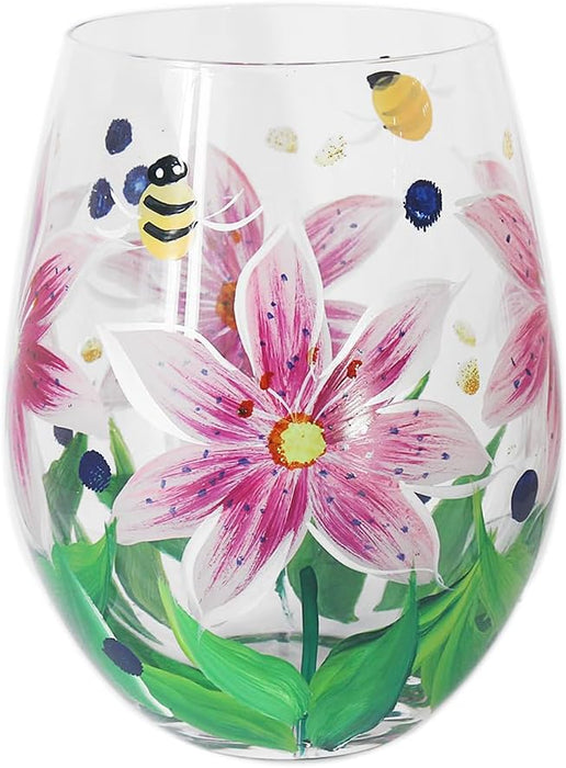 Flower Stemless Glass Pink Lilies