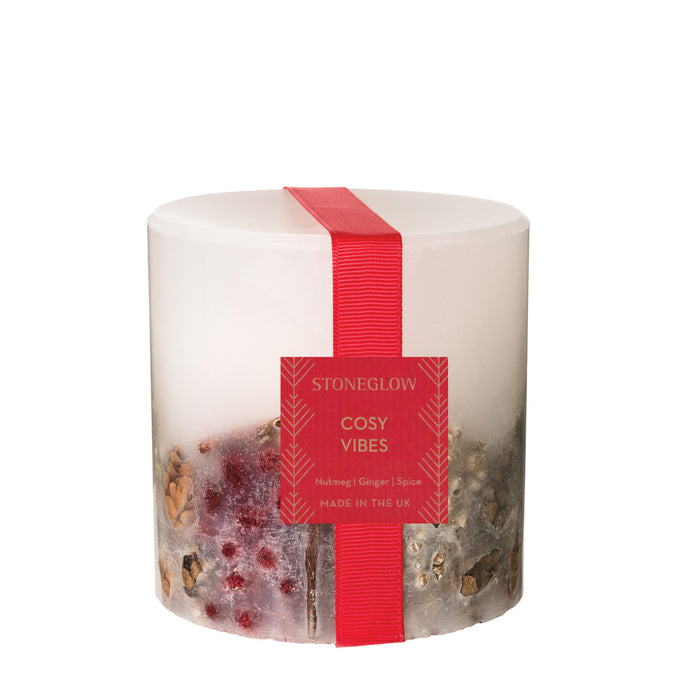 Stoneglow Seasonal Collection Cosy Vibes Fat Botanical Pillar Scented Candle