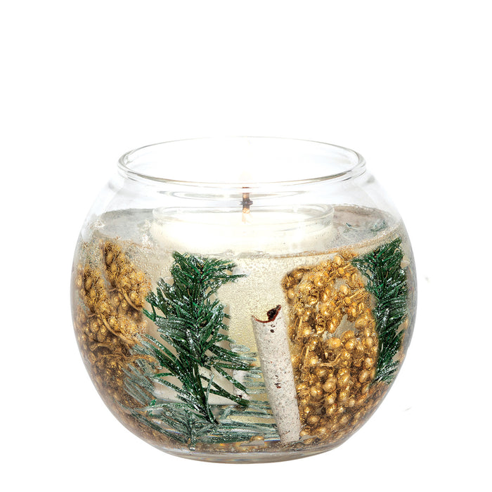 Stoneglow Seasonal Collection Frosted Woods Soy Wax Gel Fishbowl Scented Botanical Candle