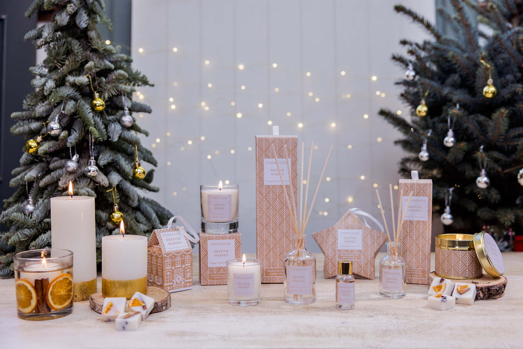 Stoneglow Seasonal Collection Festive Wishes Fat Pillar Botanical Scented Candle