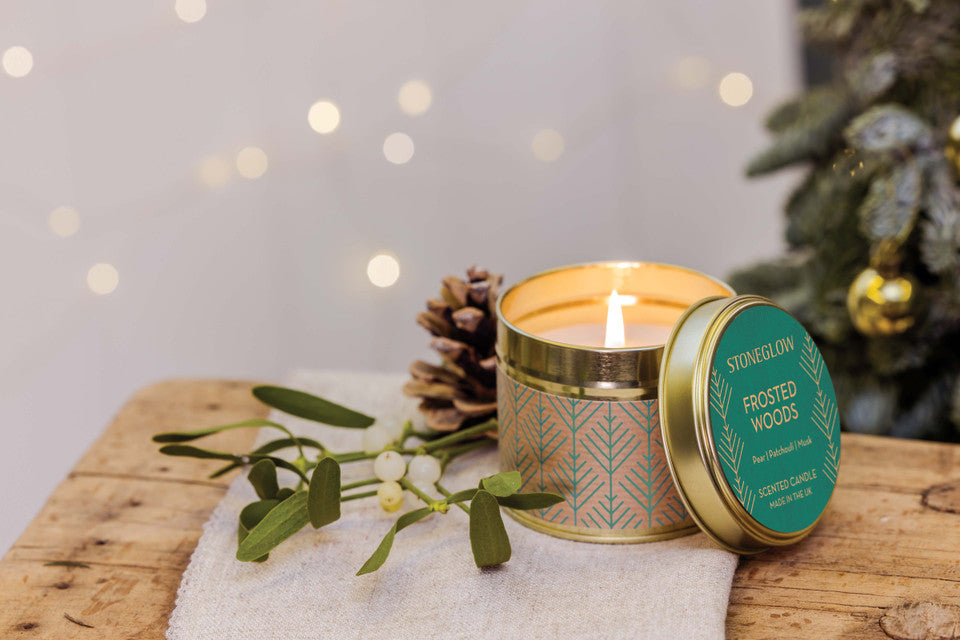Stoneglow Seasonal Collection Frosted Woods Soy Wax Scented Candle Tin