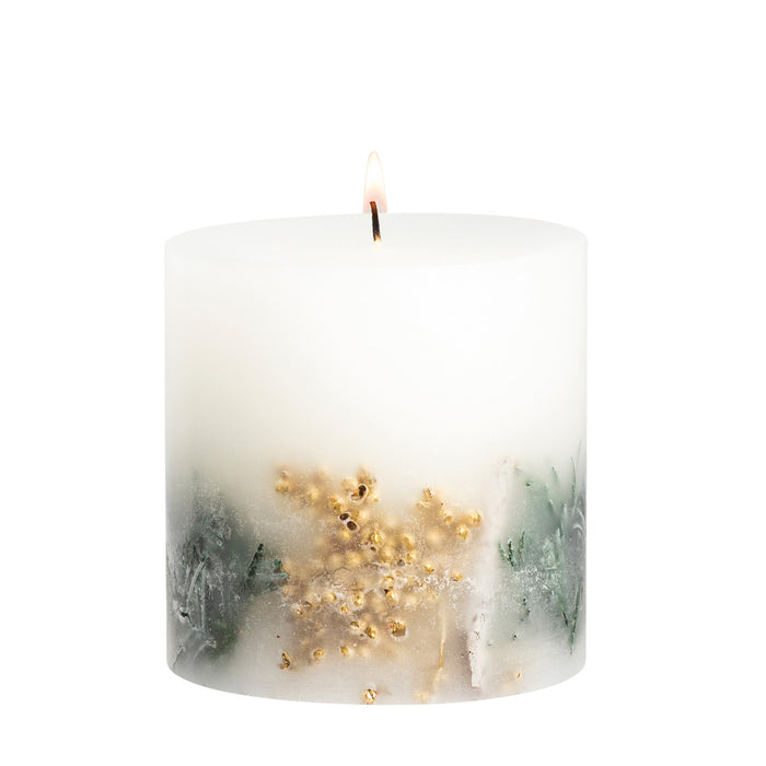 Stoneglow Seasonal Collection Frosted Woods Fat Botanical Pillar Scented Candle