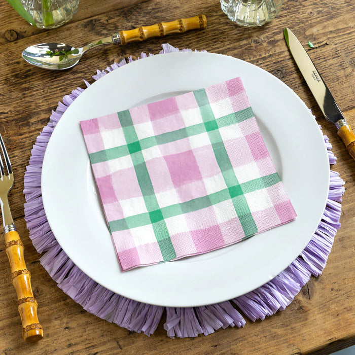 Talking Tables Lilac & Green Gingham Paper Napkins 20 Pack