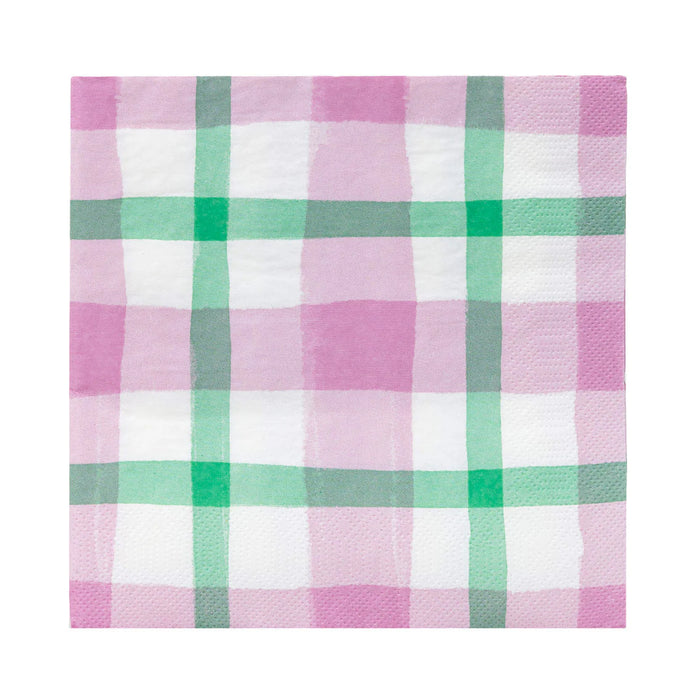 Talking Tables Lilac & Green Gingham Paper Napkins 20 Pack