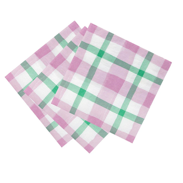 Talking Tables Lilac & Green Gingham Paper Napkins 20 Pack