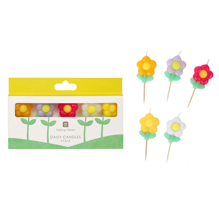 Talking Tables Daisy Multi Coloured Birthday Candles - 5 Pack