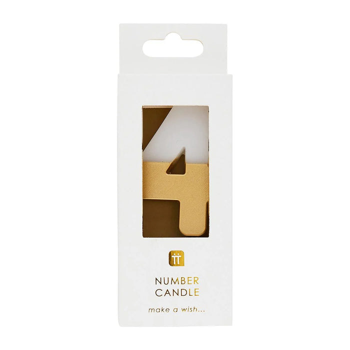 Talking Tables White & Gold Number Candle 4