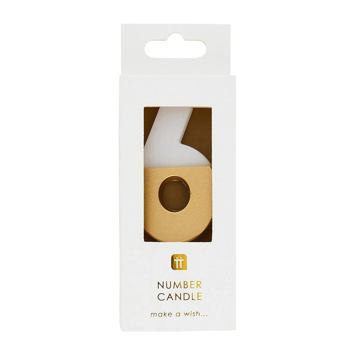 Talking Tables White & Gold Number Candle 6