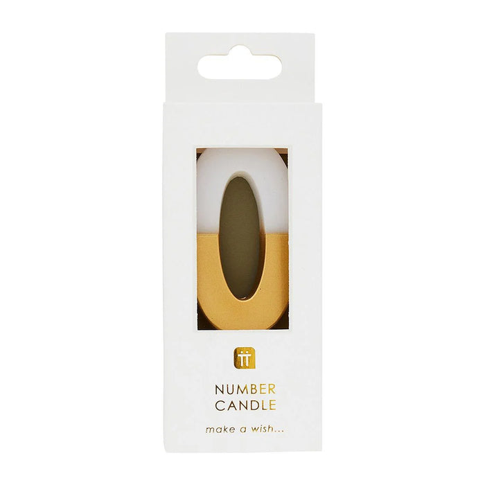 Talking Tables White & Gold Number Candle 0