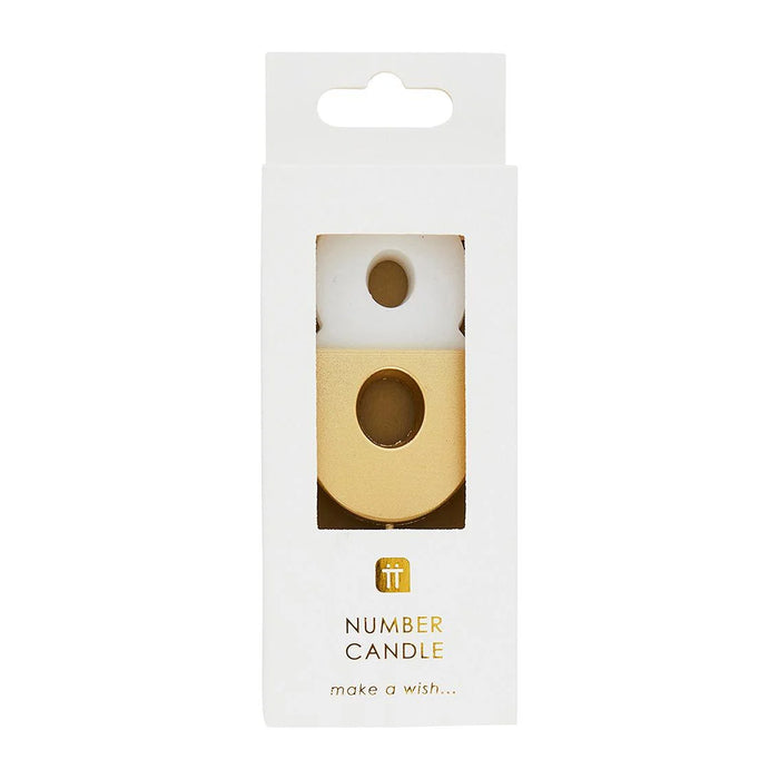 Talking Tables White & Gold Number Candle 8
