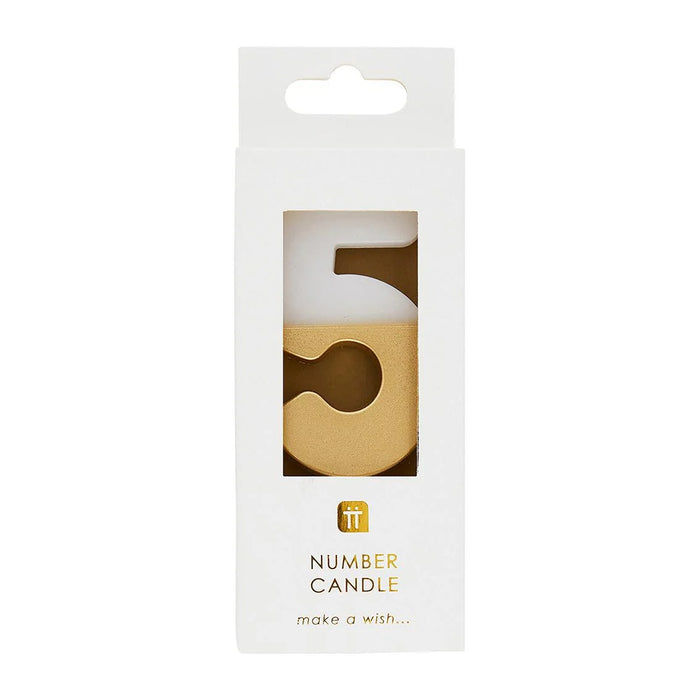 Talking Tables White & Gold Number Candle 5