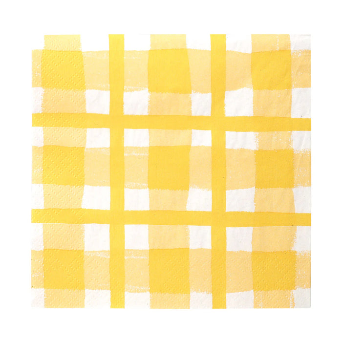 Talking Tables Yellow & White Check Napkins 20 Pack