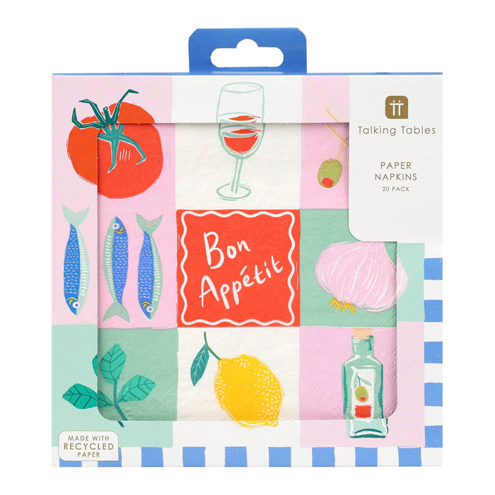 Talking Tables Bon Appetit Recycled Paper Napkins 20 Pack