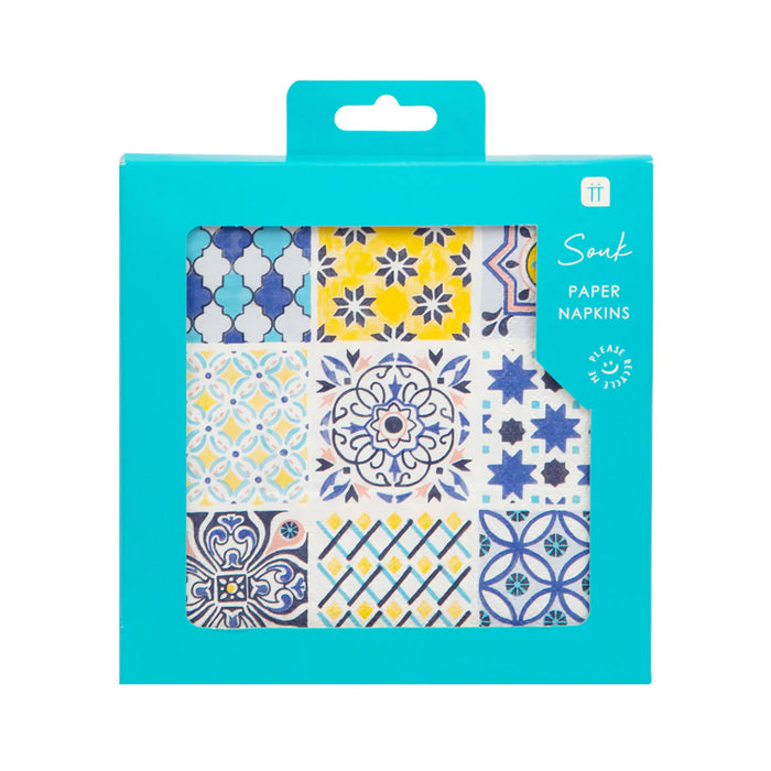 Talking Tables Moroccan Souk Blue Paper Napkins 20 Pack