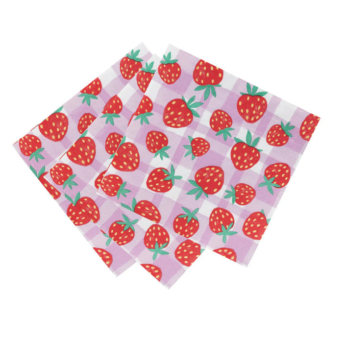Talking Tables Strawberry Gingham Paper Napkins 20 Pack