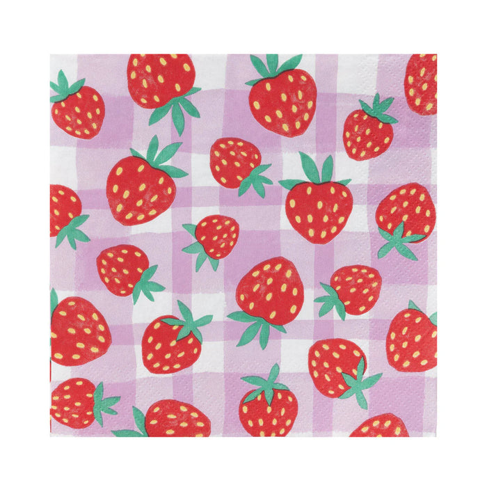 Talking Tables Strawberry Gingham Paper Napkins 20 Pack