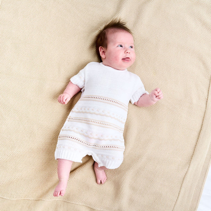 Dandelion Baby Taupe Pointelle Knitted Romper