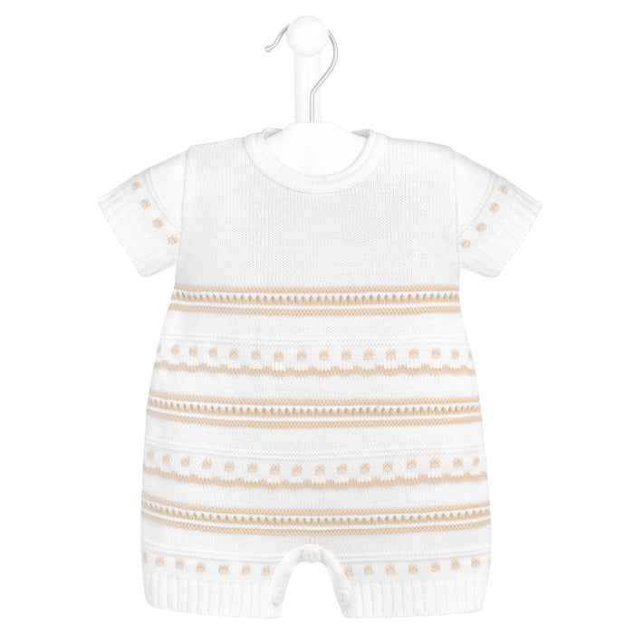 Dandelion Baby Taupe Pointelle Knitted Romper