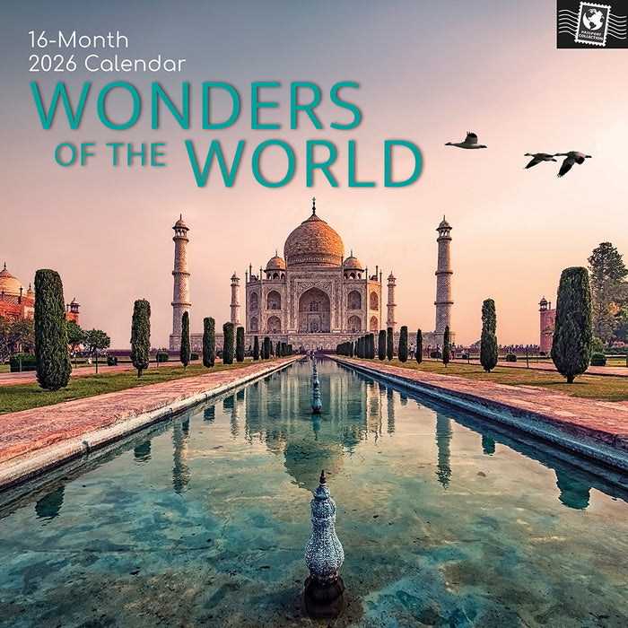 The Gifted Stationery Company 2026 Square Wall Calendar - Wonders of the World