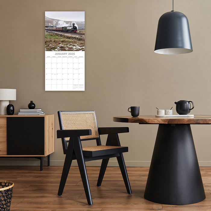 The Gifted Stationery Company 2026 Square Wall Calendar - Steam Trains