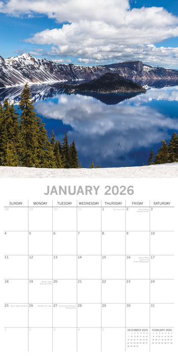 The Gifted Stationery Company 2026 Square Wall Calendar - National Parks USA