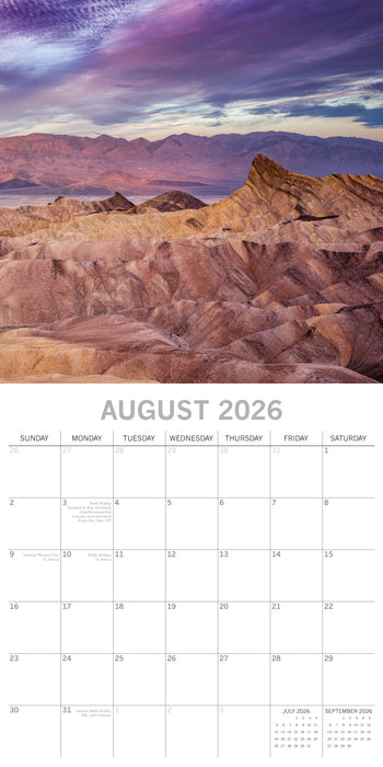 The Gifted Stationery Company 2026 Square Wall Calendar - National Parks USA
